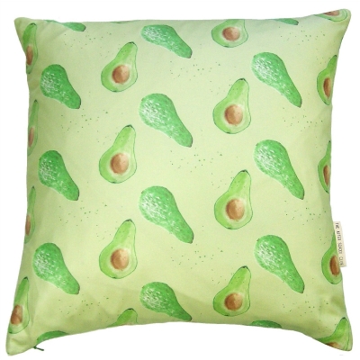 Avocado cushion  Avocado print luxury cushion -   Green -   50cm x 50cm -   100% Cotton -   Duck Feather Filling -   Hand Painted Design -   Concealed Zip -   Made in Great Britain - 