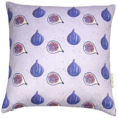 Fig cushion  Fig print Luxury cushion -   Purple -   50cm x 50cm -   100% Cotton -   Duck Feather Filling -   Hand Painted Design -   Concealed Zip -   Made in Great Britain - 