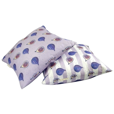 Fig cushion -  Fig print Luxury cushion -   Purple -   50cm x 50cm -   100% Cotton -   Duck Feather Filling -   Hand Painted Design -   Concealed Zip -   Made in Great Britain - 