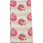 Pomegranate Stripe Tea Towel -  Pomegranate print Luxury Tea Towel -   Pink and White -   50cm x 70cm -   100% Cotton -   Hand Painted Design -   Made in Great Britain - 