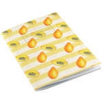 Papaya Stripe Notebook  Papaya print notebook,   Yellow and White,   A5,   Paperback Stapled,   Lined Paper Pages,   Cover - 100% Recycled Fibres,   Hand Painted Design,   Made in Great Britain,  