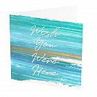 Wish You Were Here card -  Wish You Were Here Card -   Blue and Gold -   Blank inside -   6”x6” -   100% recycled card -   Brown envelope included -   Hand painted design -   Made in Great Britain - 
