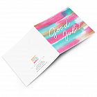 Good Job! Card -  Good Job! Card -   Pink, Blue and Gold -   Blank inside -   6”x6” -   100% recycled card -   Brown envelope included -   Hand painted design -   Made in Great Britain - 