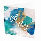 Oh Hey Card -  Oh Hey Card -   Blue and Gold -   Blank inside -   6”x6” -   100% recycled card -   Brown envelope included -   Hand painted design -   Made in Great Britain - 