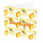 Thank You Card Papaya -  Thank You Card with Papaya design -   Yellow and White -   Blank inside -   6”x6” -   100% recycled card -   Brown envelope included -   Hand painted design -   Made in Great Britain - 