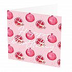 Happy Birthday Card Pomegranate -  Happy Birthday Card with Pomegranate design -   Pink and White -   Blank inside -   6”x6” -   100% recycled card -   Brown envelope included -   Hand painted design -   Made in Great Britain - 