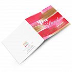 You Glow! Card -  You Glow Card -   Red, Pink and Gold -   Blank inside -   6”x6” -   100% recycled card -   Brown envelope included -   Hand painted design -   Made in Great Britain - 