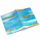 Blue Brushstroke Notebook -  Blue Brushstroke print notebook -   Blue and Gold -   Paperback Stapled -   Plain Paper Pages -   Cover - 100% Recycled Fibres -   Hand Painted Design -   Made in Great Britain - 