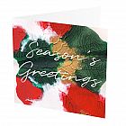 Seasons Greetings Card -  Season`s Greetings Card -   Red, Green and Gold -   Blank inside -   6”x6” -   100% recycled card -   Brown envelope included -   Hand painted design -   Made in Great Britain - 