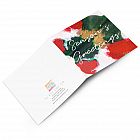 Seasons Greetings Card -  Season`s Greetings Card -   Red, Green and Gold -   Blank inside -   6”x6” -   100% recycled card -   Brown envelope included -   Hand painted design -   Made in Great Britain - 